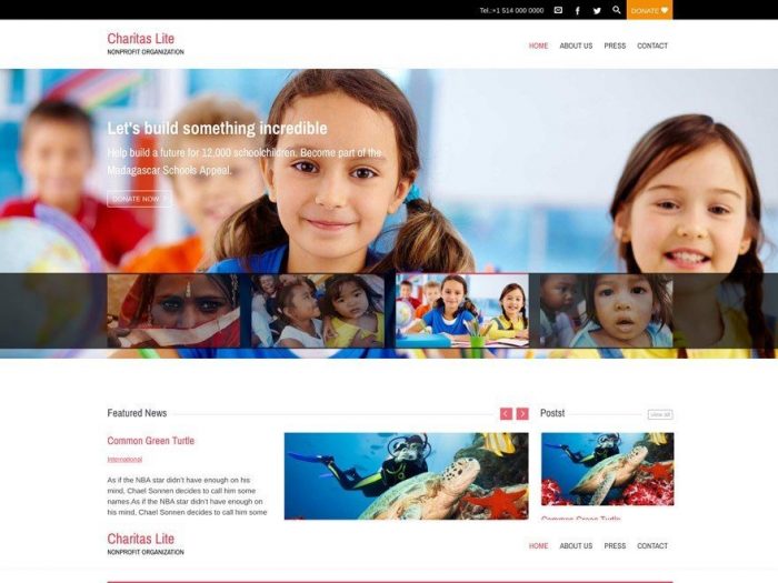 Charitas Lite - one of awesome Free charity WordPress themes