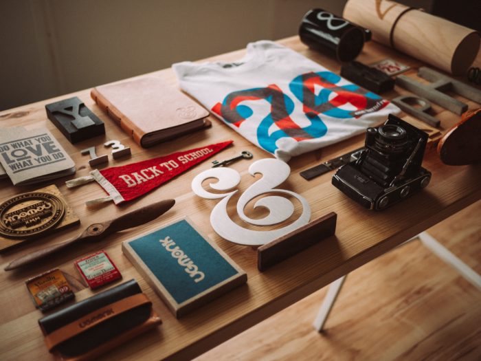 A photo of branding material on a table