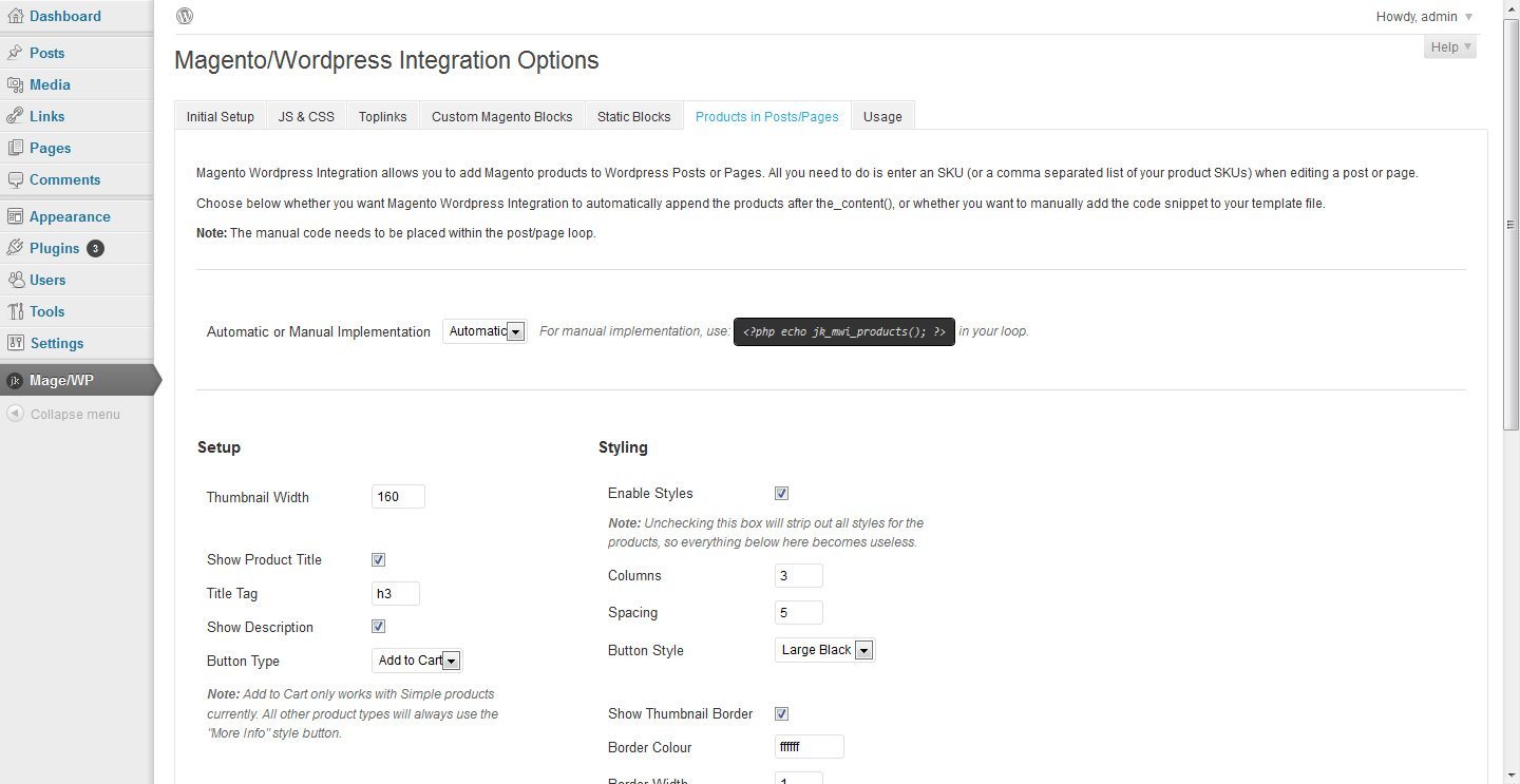 Magento WordPress Integration tab4