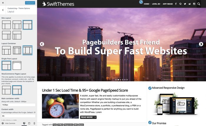 PageSpeed theme's layouts 