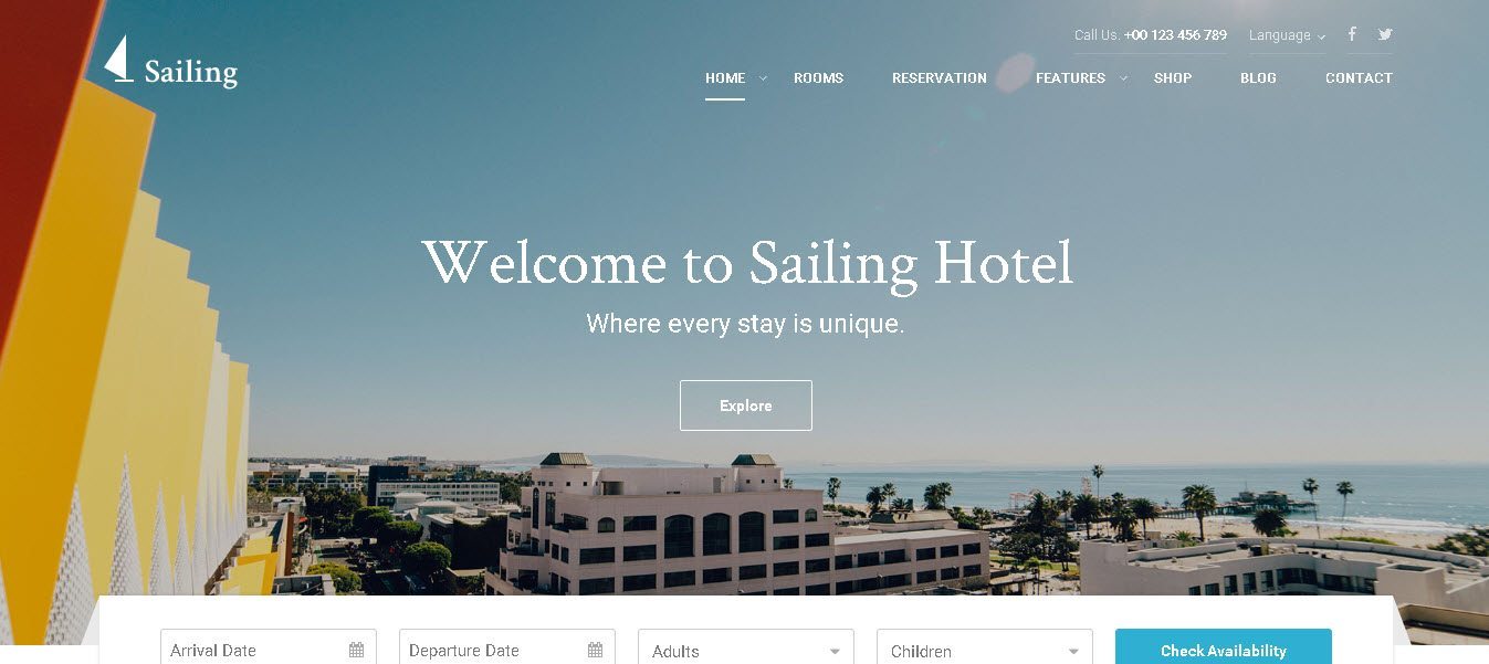 Sailing - Amazing Hotel WordPress Theme