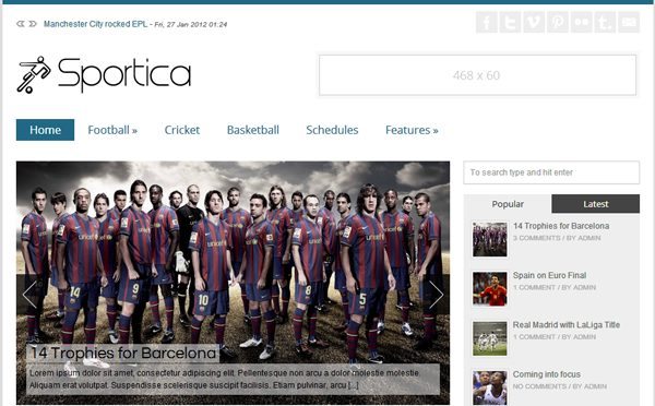 Sportica WordPress Theme