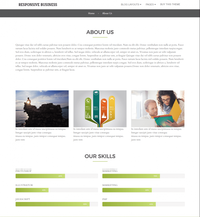 About us page Responsive Business Theme