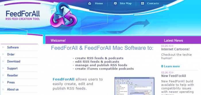 FeedForAll RSS Feed Managing Tool