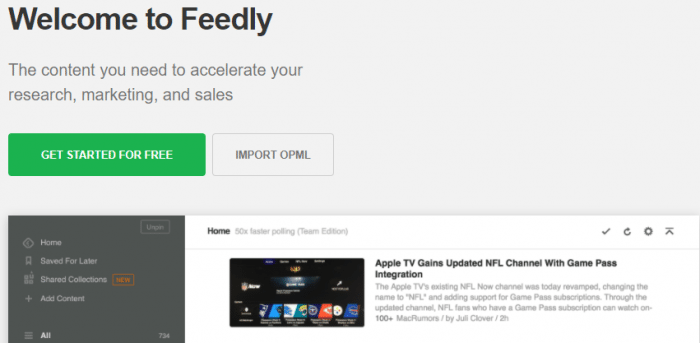 Feedly RSS Feed Managing Tool