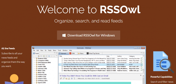 RSSOwl RSS Feed Manage Tool