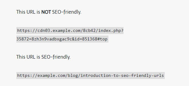 SEO friendly URL examples