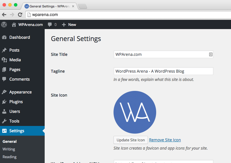 WordPress 4.3 - Site Icon